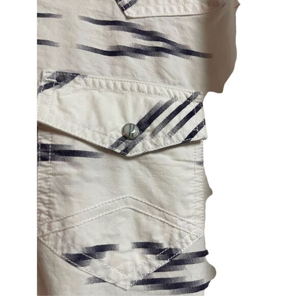 Cody James Men's White Blue Regular Pearl Snap Ikat Button Down Shirt Size XL - Picture 8 of 15